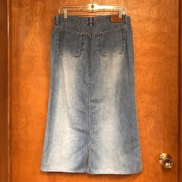Vintage Tommy Jeans Split Back Denim Maxi Skirt - Size 11 / Large
